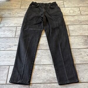 Vintage Lands End Jeans Size 8 Black Wash High Waist Mom 90s USA Denim
